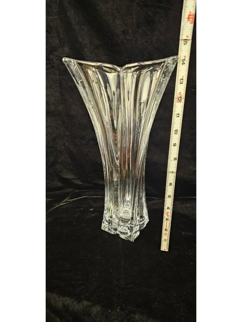 Vintage Mikasa Clear Crystal Fluted Vase 14